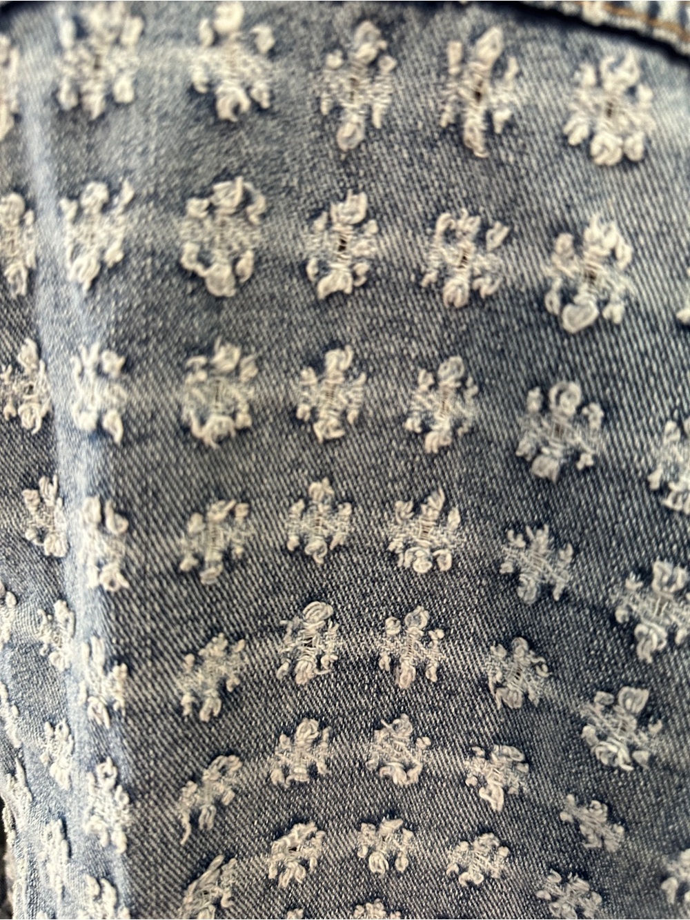 Textured Light Blue Denim Jacket - Women's Jean Jacket - Picture 4 of 8
